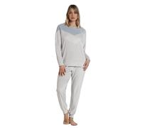 ADMAS Pijama Mujer Invierno Poliéster, Elastano - Pijama de Mujer Terciopelo Ultraelástico de Manga Larga con Cuello Redondo y Pantalón Largo, Cinturi