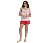 ADMAS Pijama Mujer Verano 100% Algodón - Pijama Sin Mangas Mujer - Pantalón Corto con Cinturilla Ajustable, 100% Algodón, Tejido Suave al Tacto, Rojo