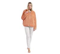 ADMAS Stay AT Home - Bata Mujer Invierno Calentita Cuadros con Cremallera y Bolsillos - Batas de Casa con Tejido Suave Corel en Color Gris - Ideal para Días Fríos en Invierno