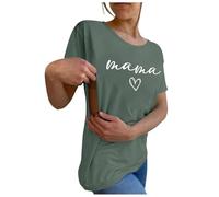 ADMAY 2024 - Camiseta de Maternidad para Mujer, Camiseta con Cremallera para Lactancia Materna Equipamiento Real Niño (Black, S)