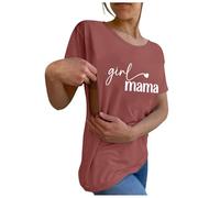 ADMAY 2024 - Camiseta de Maternidad para Mujer, Camiseta con Cremallera para Lactancia Materna Equipamiento Real Niño (Red, S)