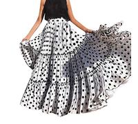 ADMAY 2024 - Falda Plisada con Volantes Suelta con Estampado de Lunares de Cintura Alta a la para Mujer Escocesa Hombre (White, M)