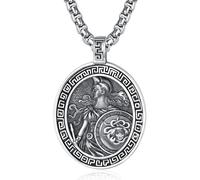 ADMETUS Collar de Atenea con dios griegos para hombre, plata de ley, collar de diosa griega, colgante de diosa Atenea, joyería de mitología griega, regalos para hombres, 25*20 mm, Plata esterlina, No