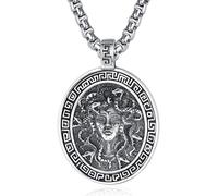 ADMETUS Medusa - Collar de plata de ley con colgante de medusa para hombre, joyería de medusa, joyería de mitología griega, regalos para hombre, 25 * 20 mm, Plata esterlina, No es una piedra preciosa