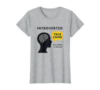 Admirador introvertido del Crimen Verdadero dispuesto a discutir Camiseta gráfica Camiseta, Mujer, Gris Jaspeado, 3XL