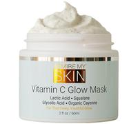 Admire My Skin Mascarilla facial brillante con vitamina C, mascarilla iluminadora para el cuidado de la piel, contiene ácido glicólico y ácido láctico, mascarilla hidratante para piel radiante