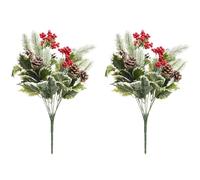 Admired By Nature 10 Tallos de Hojas de Acebo Artificiales, Bayas de arbusto de Navidad, decoración del hogar, arreglo Floral Interior, Juego de 2 Piezas