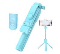 Admissioni 6 in 1 Wireless Bluetooth Selfie Stick, with Detachable Remote & Light, 360° Rotating Retractable Selfie Stick Tripod for GoPro and Phone, 3 Light Modes, 2.6 FT (Blue,1PCS)