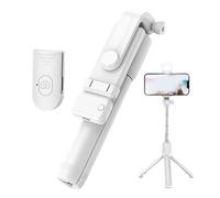 Admissioni 6 in 1 Wireless Bluetooth Selfie Stick, with Detachable Remote & Light, 360° Rotating Retractable Selfie Stick Tripod for GoPro and Phone, 3 Light Modes, 2.6 FT (White,1PCS)