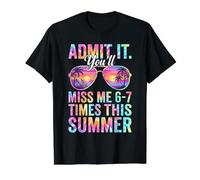 Admítelo, me echarás de Menos 6 a 7 Veces Esta Cita de Maestra de Verano Camiseta gráfica económica, Hombre, Negro, XL