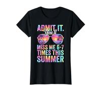 Admítelo, me echarás de Menos 6 a 7 Veces Esta Cita de Maestra de Verano Camiseta gráfica económica, Mujer, Negro, L