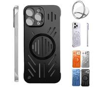 Admitof Ultra-Thin Hollow Heat Dissipation Frameless for iPhone 16/15/14/13 Pro Max, Hollow Magnetic Breathable Anti-Fall Mobile Phone Case, Ice Armour Cool Matte Process (Black,for iPhone16)