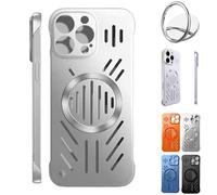 Admitof Ultra-Thin Hollow Heat Dissipation Frameless for iPhone 16/15/14/13 Pro Max, Hollow Magnetic Breathable Anti-Fall Mobile Phone Case, Ice Armour Cool Matte Process (Silver,for iPhone14proMax)