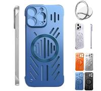 Admitof Ultra-Thin Hollow Heat Dissipation Frameless for iPhone 16/15/14/13 Pro Max, Hollow Magnetic Breathable Anti-Fall Mobile Phone Case, Ice Armour Cool Matte Process (Blue,for iPhone15plus)