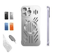 Admitof Ultra-Thin Hollow Heat Dissipation Frameless for iPhone 16/15/14/13 Pro MAX, Hollow Magnetic Breathable Anti-Fall Case with Raised Camera Protection No Fingerprints Left (14pro,Silver)