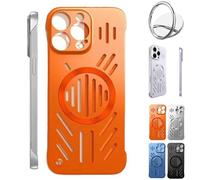 Admitof Ultra-Thin Hollow Heat Dissipation Frameless for iPhone 16/15/14/13 Pro Max, Hollow Magnetic Breathable Anti-Fall Mobile Phone Case, Ice Armour Cool Matte Process (Orange,for iPhone11)