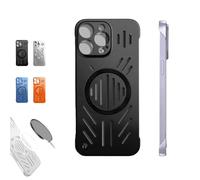 Admitof Ultra-Thin Hollow Heat Dissipation Frameless for iPhone 16/15/14/13 Pro MAX, Hollow Magnetic Breathable Anti-Fall Case with Raised Camera Protection No Fingerprints Left (15pro,Black)
