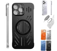 Admitof Ultra-Thin Hollow Heat Dissipation Frameless for iPhone, Hollow Magnetic Breathable Anti-Fall Mobile Phone Case with Raised Camera Protection for iPhone 16/15/14/13/12/11 (Black,11pro)