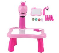 ADMYTHGB Proyector de Dibujo para niños, proyector de Pintura con 24 Patrones y música, Mesa de Dibujo eléctrica para Que los más pequeños aprendan Colores y mejoren la coordinación (Rosa)