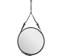 Adnet Espejo de Pared Circular Cuero Negro Ø45 cm