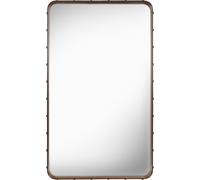 Adnet Espejo de Pared Rectangular de Cuero Marrón 65 x 115 cm