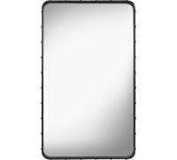 Adnet Espejo de Pared Rectangular de Cuero Negro 65 x 115 cm
