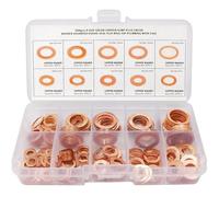 ADNEWX Arandelas de Cobre, M5-M14 Plana Arandela Cobre 200 Pz | 9 Tamaños Arandelas Accesorios Hidráulicos Para Tornillos De Drenaje De Aceite Autos Motocicletas Motor