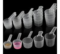 ADNEWX Cucharas Medidoras Gramos 15 Piezas, Cuchara Dosificadora de Plástico Escala 30 ml, 40 ml, 50 ml, 70 ml, 100 ml para Cocina Doméstica, Proteina en Polvo, Detergente Scoop