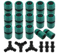 ADNEWX Kit de conectores de manguera de jardín, 15 unidades, conector de manguera de 1/2 pulgadas con 3 conectores de manguera de doble extremo y acoplamiento de manguera de 3 Y para grifo de manguera