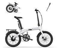 Ado Air CarbonProV2026 Bicicleta Eléctrica Plegable, Cambio Automático Bafang 2Vel, Pantalla NFC2.4,100km Autonomía, Correa Carbono,IPX6 Impermeable, App,Caballete Trasero (Blanco Perla)
