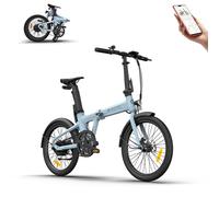 Ado Air20 Bicicleta Eléctrica Plegable, Bici Eléctrica Ligera 17.5kg, E-Bike Portátil, Transmisión por Correa, Pantalla LCD, Sensor de par, App Inteligentes, Batería Extraíble, Alcance De 100 KM