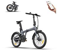 Ado Air20 Bicicleta Eléctrica Plegable, Bici Eléctrica Ligera 17.5kg, E-Bike Portátil, Transmisión por Correa, Pantalla LCD, Sensor de par, App Inteligentes, Batería Extraíble, Alcance De 100 KM