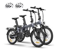 Ado Air20Pro*2 Bicicleta Eléctrica Plegable, Ebike para Adultos, Bici Eléctrica Plegable de 20", BAFANG, Transmisión por Correa, LCD, App, Eco y Sport, Batería Extraíble, 100 km, Casco*2 (Grey*Grey)