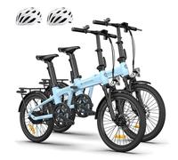 Ado Air20Pro*2 Bicicleta Eléctrica Plegable, Ebike para Adultos, Bici Eléctrica Plegable de 20", BAFANG, Transmisión por Correa, LCD, App, Eco y Sport, Batería Extraíble, 100 km, Casco*2 (Blue*Blue)