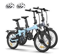 Ado Air20Pro*2 Bicicleta Eléctrica Plegable, Ebike para Adultos, Bici Eléctrica Plegable de 20", BAFANG, Transmisión por Correa, LCD, App, Eco y Sport, Batería Extraíble, 100 km, Casco*2 (Blue*Grey)