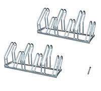 ADO - Aparcabicicletas soporte para aparca Bicicleta suelo Aparcamiento de bicicletas garaje Parking de 6 Bicis acero galvanizado (2- Aparcabicicletas + T)