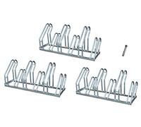 ADO - Aparcabicicletas soporte para aparca Bicicleta suelo Aparcamiento de bicicletas garaje Parking de 6 Bicis acero galvanizado (3- Aparcabicicletas + T)