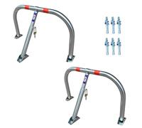 ADO - Barrera para aparcamiento abatible manual con candado Eane y tres puntos de anchaje, barreras para parking para reservar su plaza | Incluye Candado y Tornillos y Reflectancias (2- Barreras)