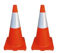 ADO - Cono naranja de señalizacion para tráfico o obras. PVC 70 cm. Reflectante (2- Conos)