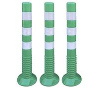 ADO - Pilona bolardo poste señalizacion trafico de plástico poliuretano verde de gran frexibilidad para trafico (3- Pilonas)