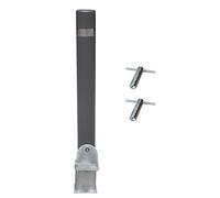 ADO - Pilona reforzada extraíble modelo City. Bolardo de hierro con parte superior en acero inoxidable de 95x1000 mm (1-Pilona + 2 llaves)