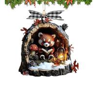 Ado-rnos Navideños De Mapache De Lectura - Decoraciones De Árbol De Navidad De Mapache De Lectura Acrílico 2D | Divertidos Colgantes Decorativos De Animales Reutilizables Para Decoración Del Hogar (E)