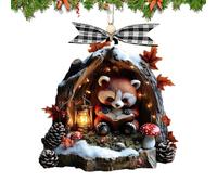 Ado-rnos Navideños De Mapache De Lectura - Decoraciones De Árbol De Navidad De Mapache De Lectura Acrílico 2D | Divertidos Colgantes Decorativos De Animales Reutilizables Para Decoración Del Hogar (A)