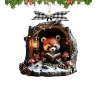 Ado-rnos Navideños De Mapache De Lectura - Decoraciones De Árbol De Navidad De Mapache De Lectura Acrílico 2D | Divertidos Colgantes Decorativos De Animales Reutilizables Para Decoración Del Hogar (D)