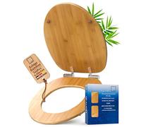 ADOB Asiento de inodoro bambú, con descenso automático, color marrón oscuro, 33325