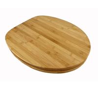 ADOB Asiento de inodoro de bambú oscuro, bambú natural, sostenible, cálido, bisagras de acero inoxidable, ajuste universal, 33332