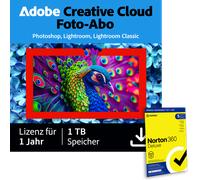 Adobe Creative Cloud abono para fotos | 1 año | 1TB | PC/Mac incl. Norton 360 Deluxe | 12 meses | 5 dispositivos