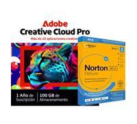 Adobe Creative Cloud Pro + Norton 360 Deluxe para 3 dispositivos | 1 Año