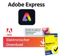 Adobe Express Premium | 1 año | 100GB | Web/iOS/Android incl. Norton 360 Deluxe | 12 meses | 5 dispositivos