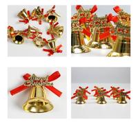 ADOCARN 18 Campanas Doradas Pequeñas para Árbol de Navidad con Texto Feliz Navidad, Adornos Colgantes de Plástico para Decoración de Fiesta y Restaurante